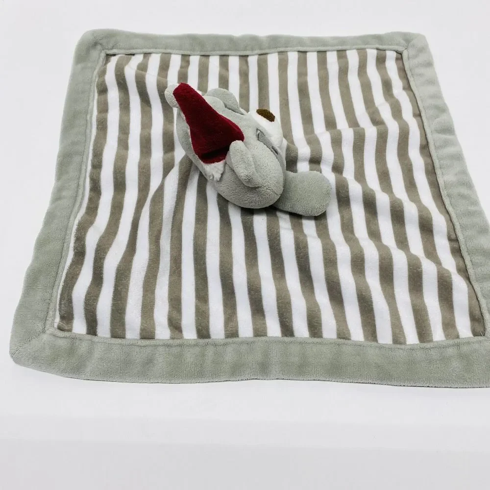 Levtex Baby Lovey Raccoon w/Santa Hat Gray White Striped Security Blanket Read